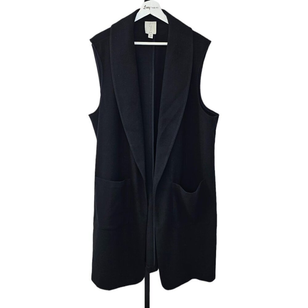 Joie Black Sleeveless Vest with Shawl Collar